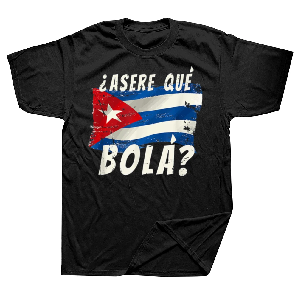 Camisetas divertidas con bandera cubana, ropa informal de algodón con gráfico, regalos de cumpleaños de manga corta, camiseta de felicitación española con frase de Cuba de verano