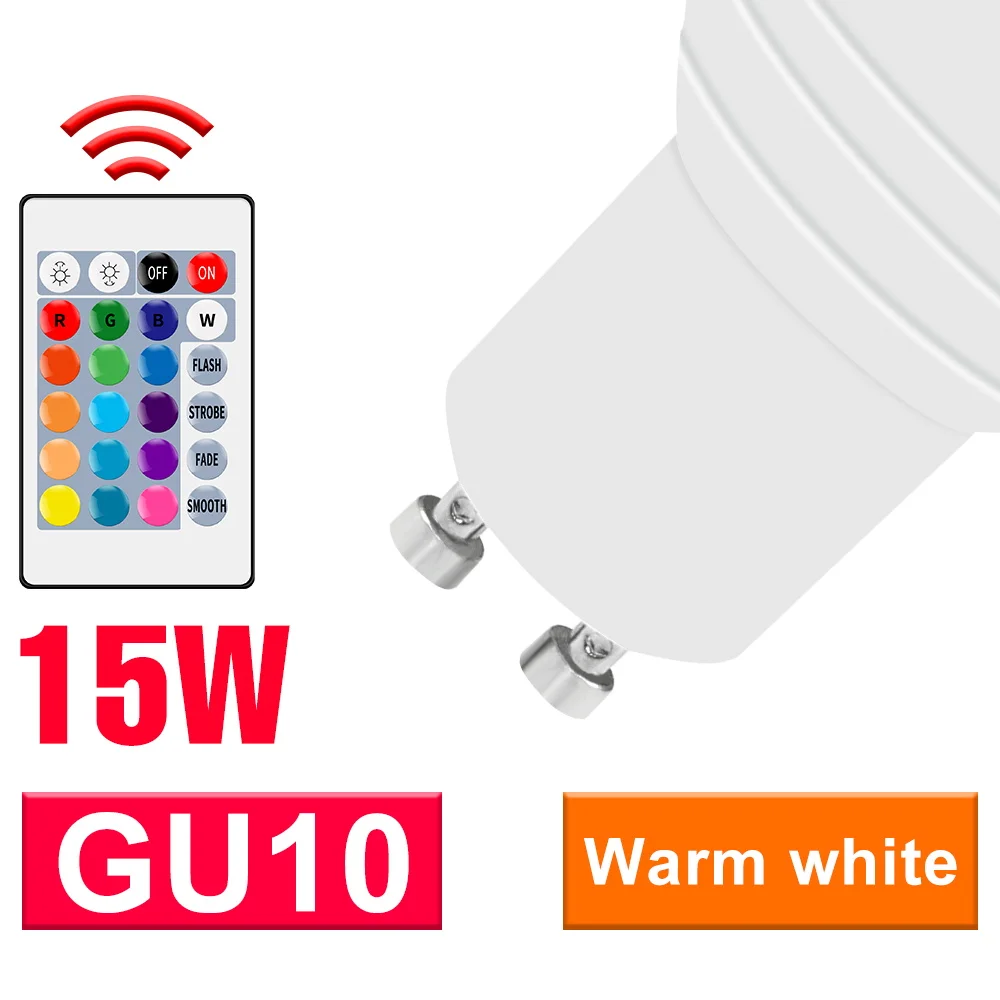 15W RGBW LED-lamp E27/E26 Kleurrijke Spotlight GU10 Plafondlamp E14 IR Afstandsbediening Dimbaar MR16 Voor Thuis Feest Versieren
