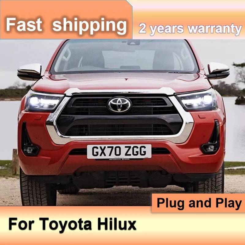 Car Accessories for Toyota Hilux Head Lights 2021-2024 Toyota Hilux Revo Head Light DRL Turn Signal High Beam Angel Eye Projecto