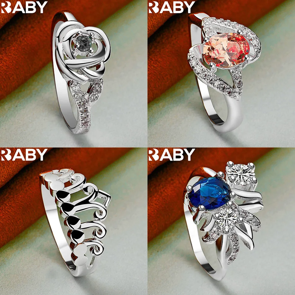 

URBABY 925 Sterling Silver Size 7-10 Zircons Ring For Women Men Fashion Jewelry Vintage Grace Charm Noble Party Birthday Gifts