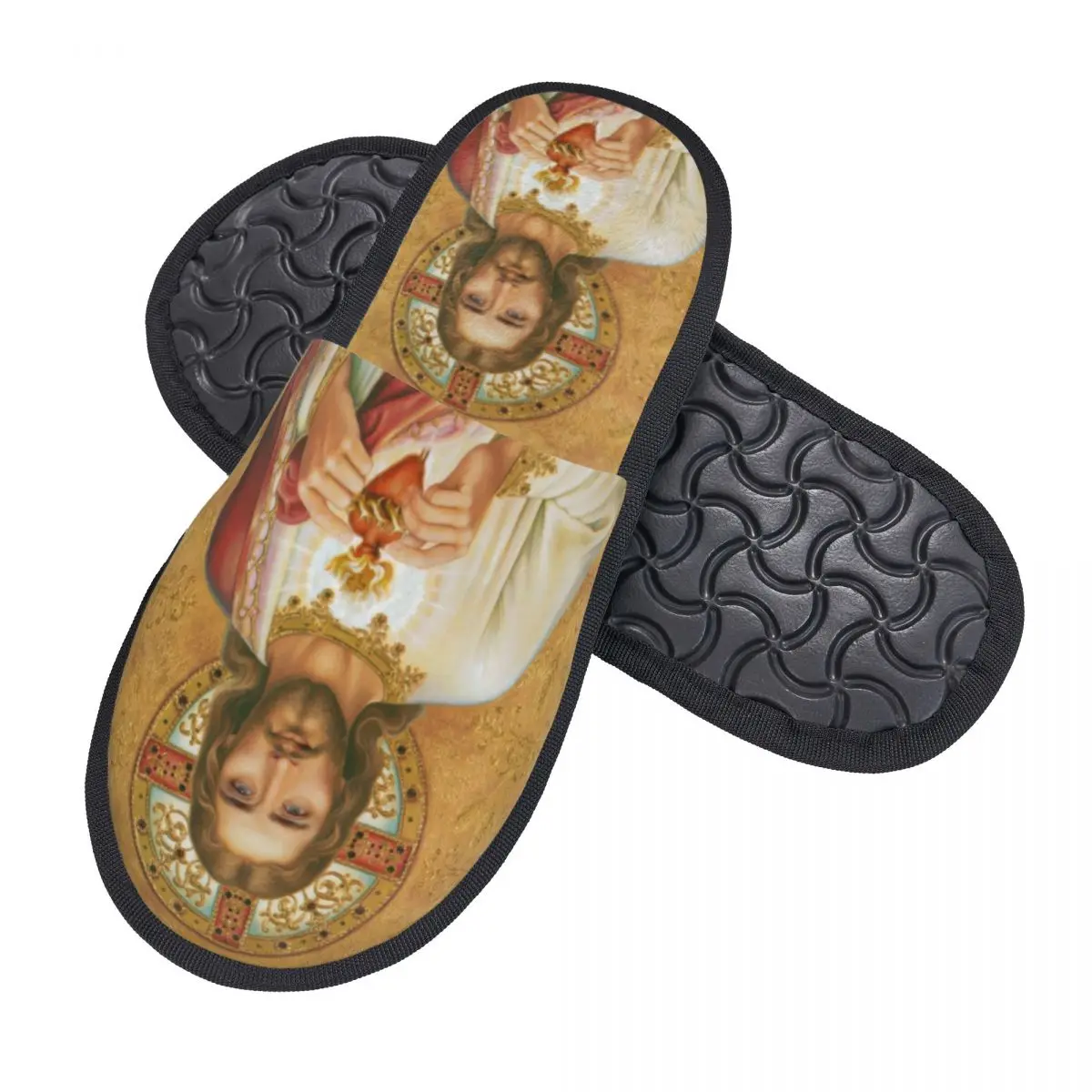 Custom Women Nicolas Cage As Jesus Christ House Slippers Cozy Warm Funny Meme Memory Foam Fluffy Slipper Indoor Outdoor Shoes