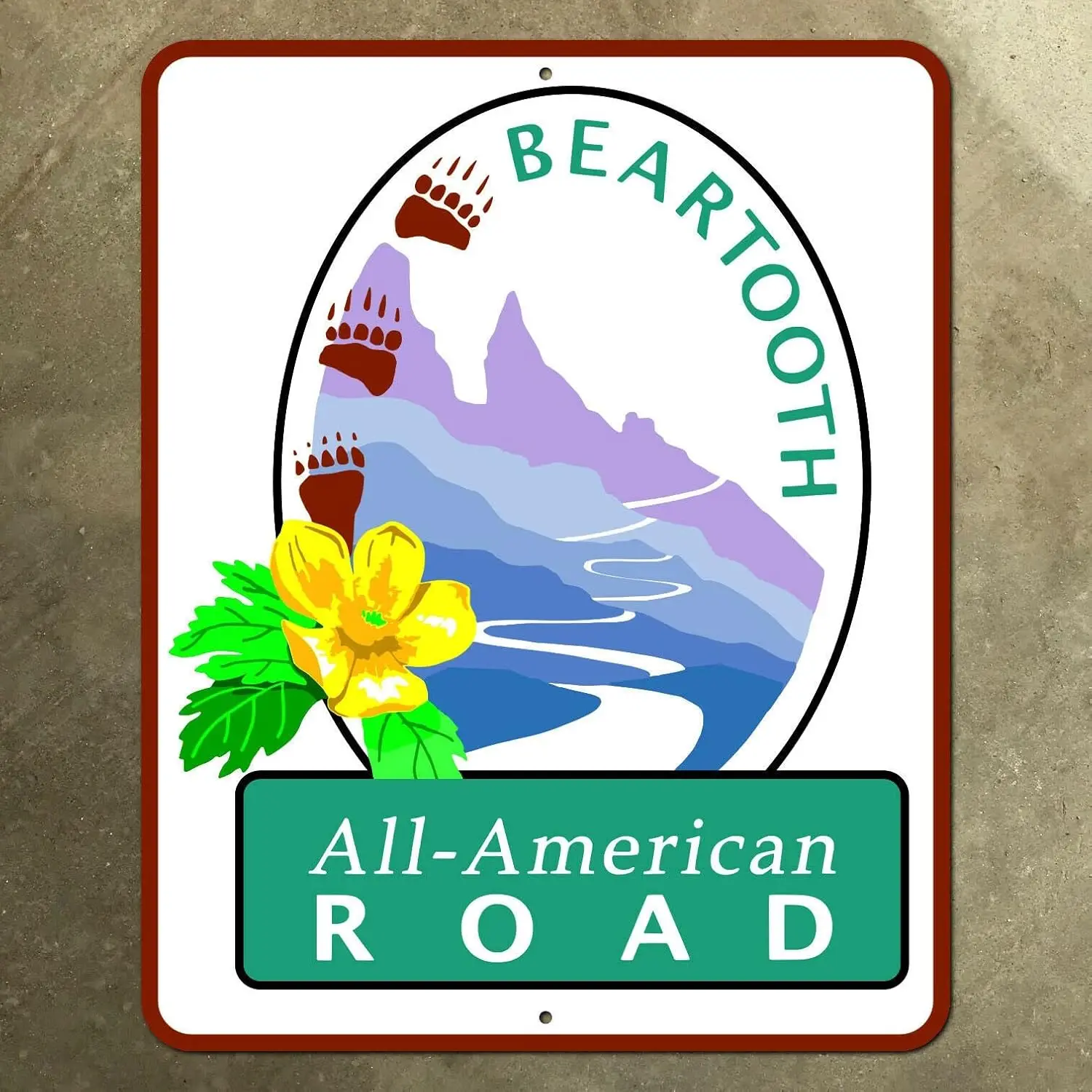 Montana Wyoming Beartooth All American Highway 212 Marker Road Sign 2002 Metal Tin Sign Retro Wall Poster Gift Wall Hanging Livi