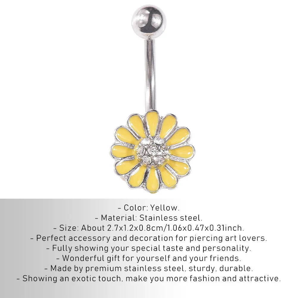 ثقب زر البطن مجوهرات الفولاذ المقاوم للصدأ خاتم السرة زهرة الأقحوان مجوهرات الأظافر