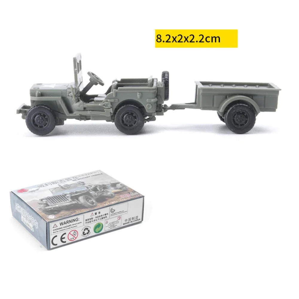 1/72 Mini WW2 Military Cars Puzzle Scale Model 3D Plastic Assemble Building Blocks for Teens Adults Forces off-road Jeep Gift