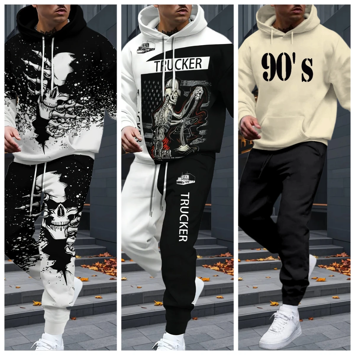 

2025/26 Latest Trendy Men's Street Trendy Hoodie Set Y2K Autumn/Winter 3D Printed Adult Trendy Men's Casual Top Pants