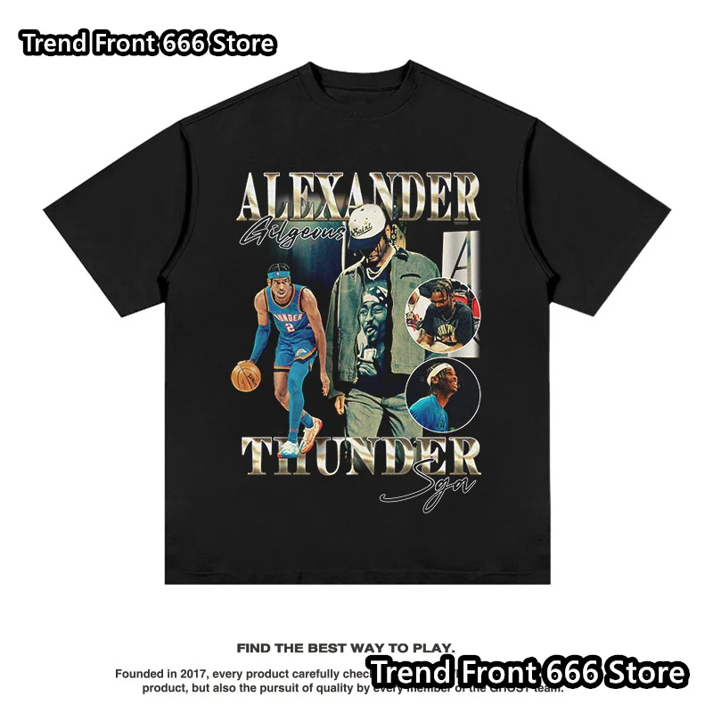 Cotton T-shirt Thunder Alexander Fashion Crewneck Tshirt Summer Short Sleeve Mens Women Trend Top High Street Wear