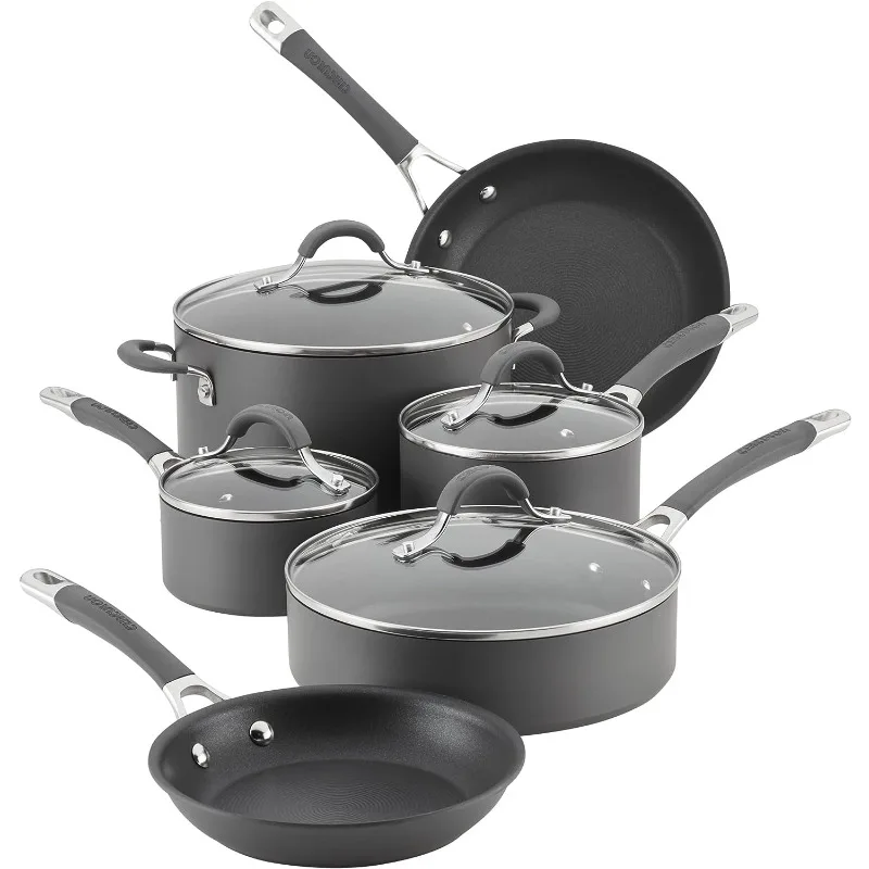 

Circulon 83903 Radiance Hard Anodized Nonstick Cookware Pots and Pans Set, 10 Piece, Gray