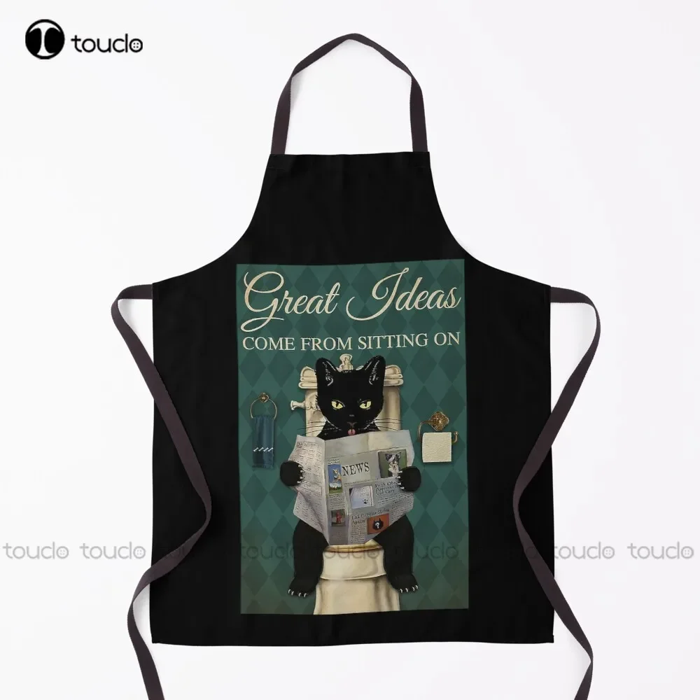 Restroom Great Ideas Come From Sitting On A Toilet Black Cat  Apron Cute Aprons  For Women Men Unisex Adult