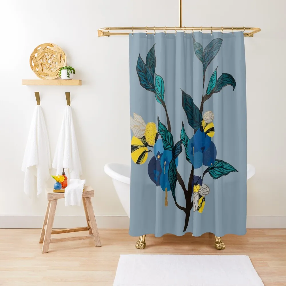 

Blueberry Bees Shower Curtain Bathroom Shower Set Bathroom Accessory Bathroom Deco Shower Set For Curtain