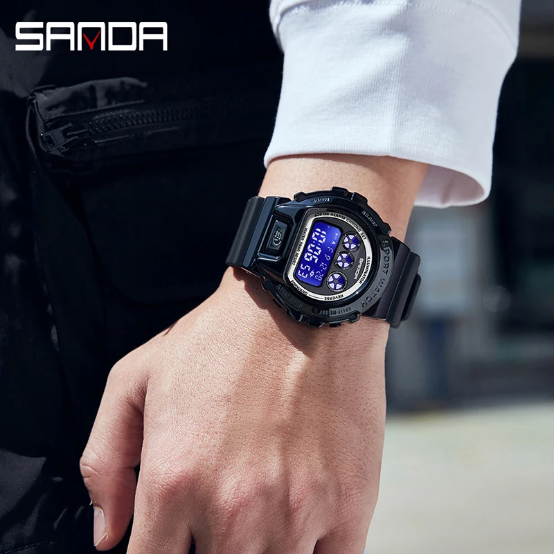 SANDA 2127 Original Luxury Digital Watches For Men Waterproof LED Screen Military Watch Luminous Outdoor Sport Clock Gift Boys