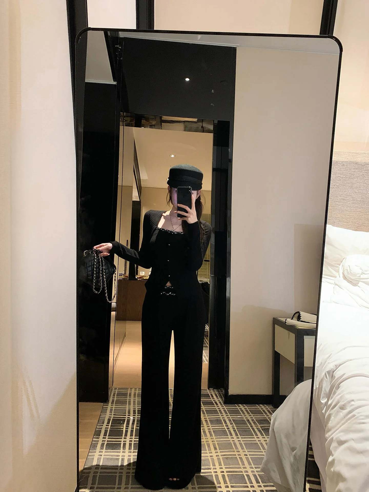 

Женские повседневные брюки Wu Huan с пайетками и драпировкой, с высокой талией, широкими штанинами, осенние, премиум-класса, свободного кроя, в пол