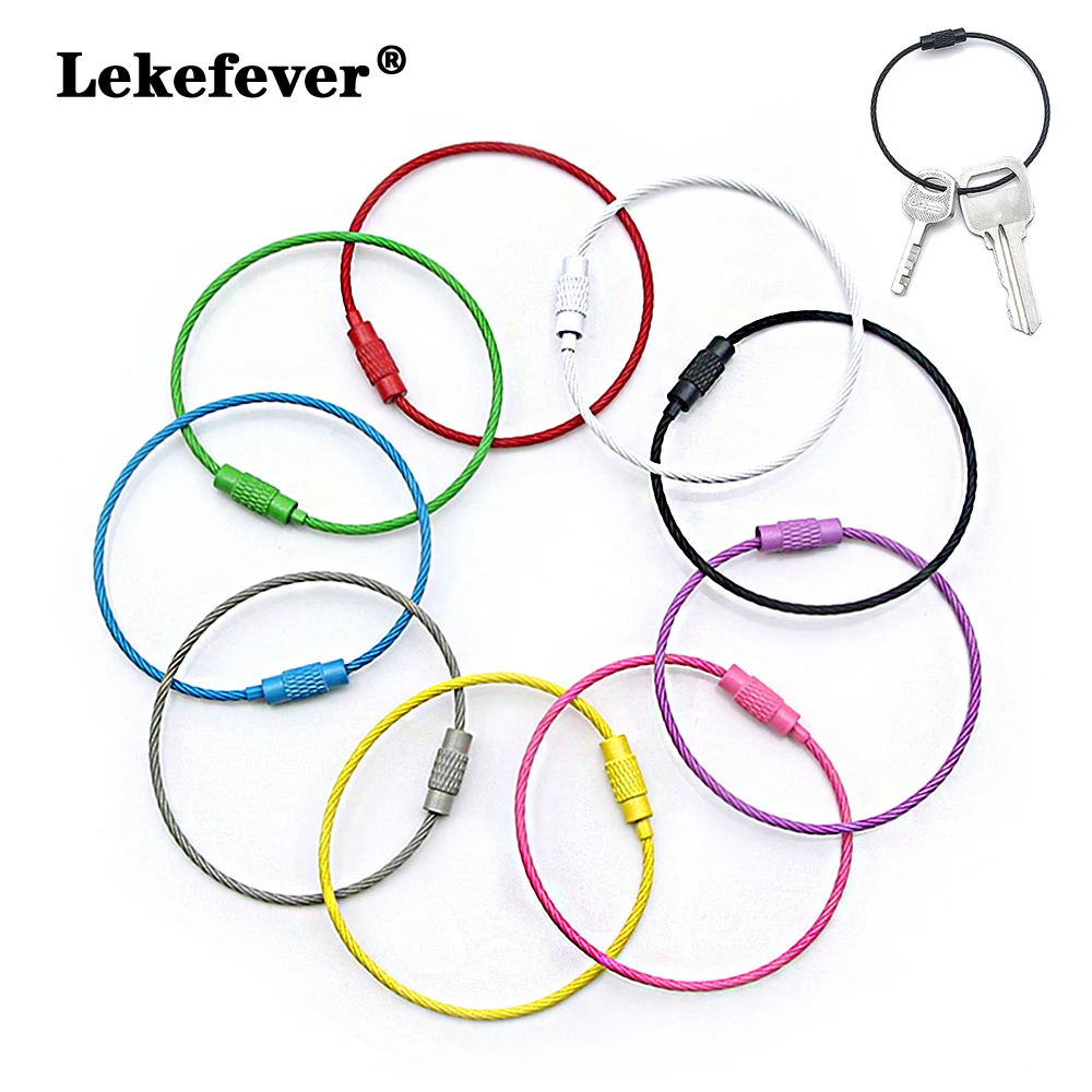 

5/10pcs Stainless Wire Keychain DIY Keyring Luggage Tags Rope Clips 1.5mm Thick 15cm Long Cable Loop Screw Locking Outdoor Tools