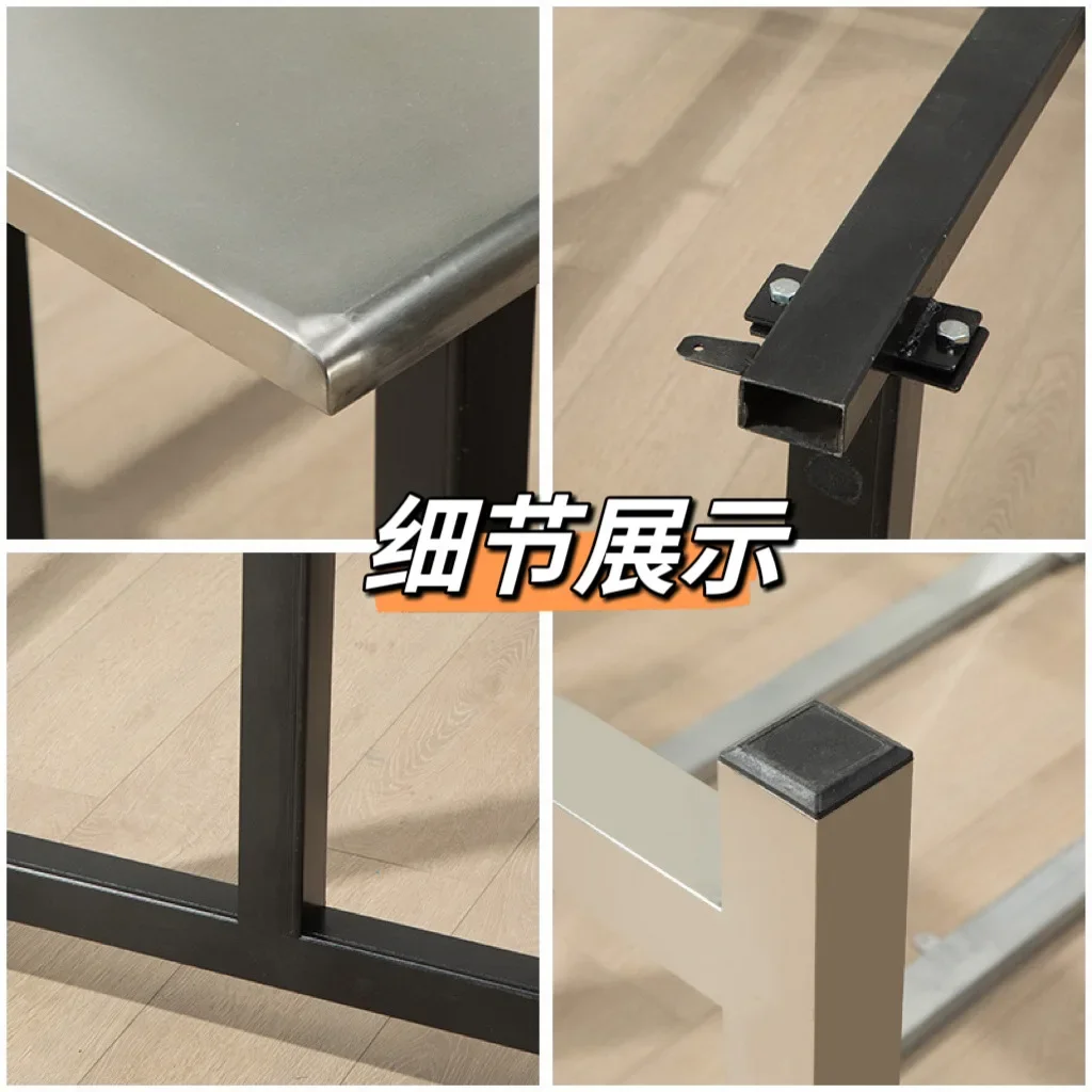 طاولة طعام وكراسي من الفولاذ المقاوم للصدأ مقصف، مجموعة طاولة طعام ملتصقة لموقع بناء موظفي الشركة #3