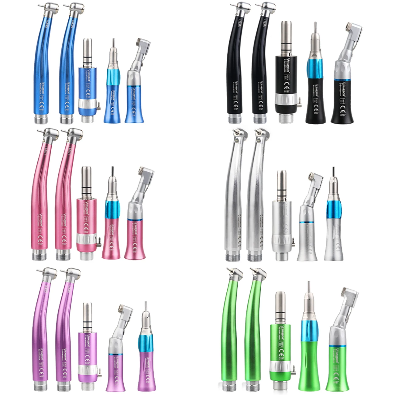 HARBOR Dental  LED Handpiece Set Colour High Low Speed Single/Three Water Spray E-type Air Turbine Dentistry Materials