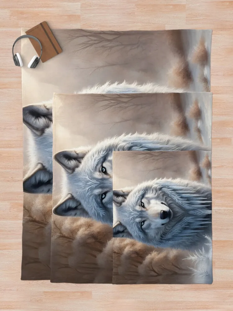 Mystical Winter Wolf - LaLi Designs Koc do rzucania Wielofunkcyjny koc dekoracyjny na sofę Letnie koce