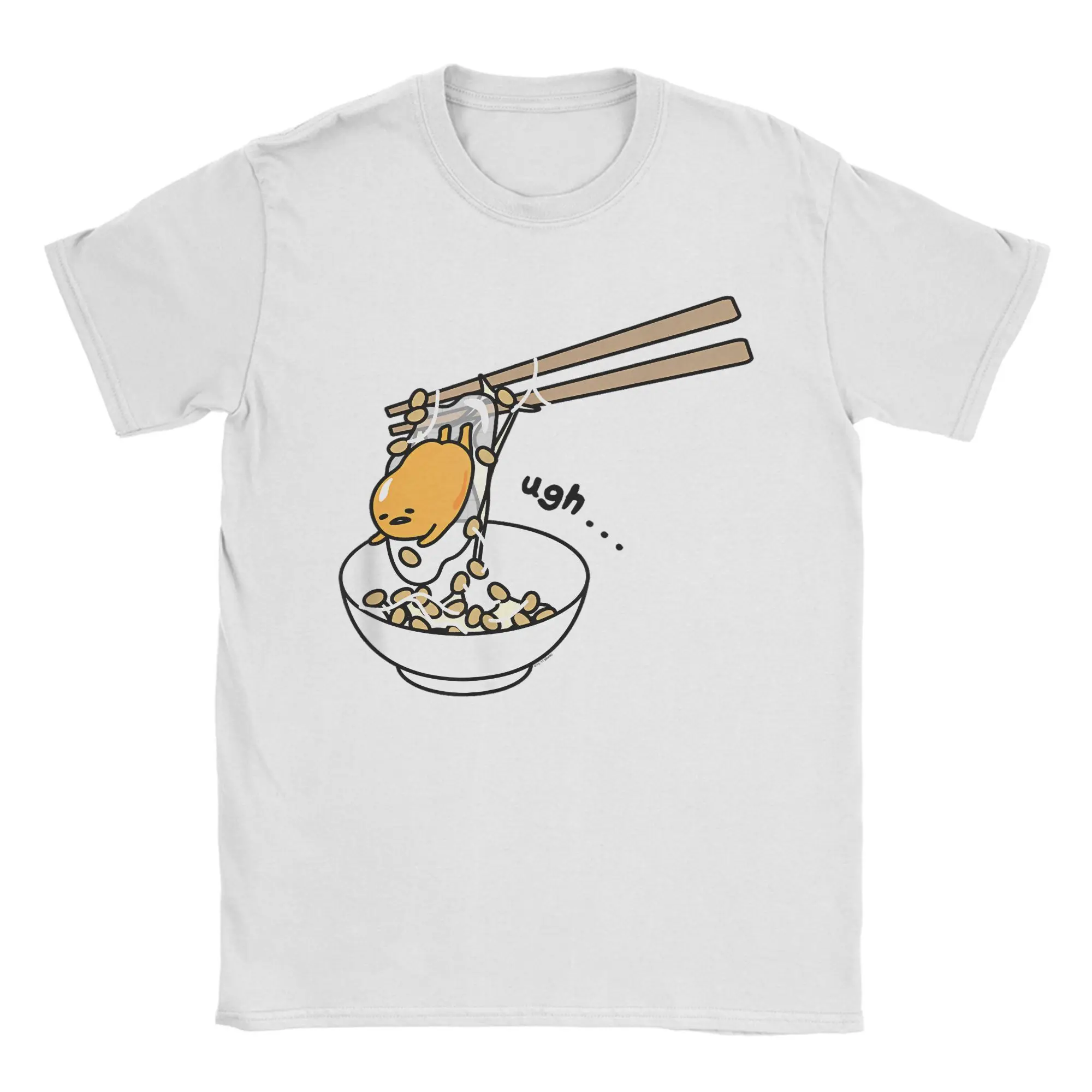 

Мужские футболки с палочками для еды Gudetama, японская хлопковая одежда, новинка, футболки с короткими рукавами и круглым вырезом, футболки для взрослых