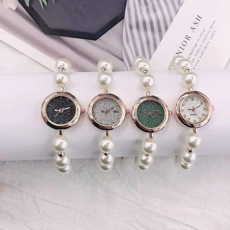 Romantic Style Quartz Women Watch Fashion Pearl Ball strap Elegant Dress Girl Wristwatches Female Clock