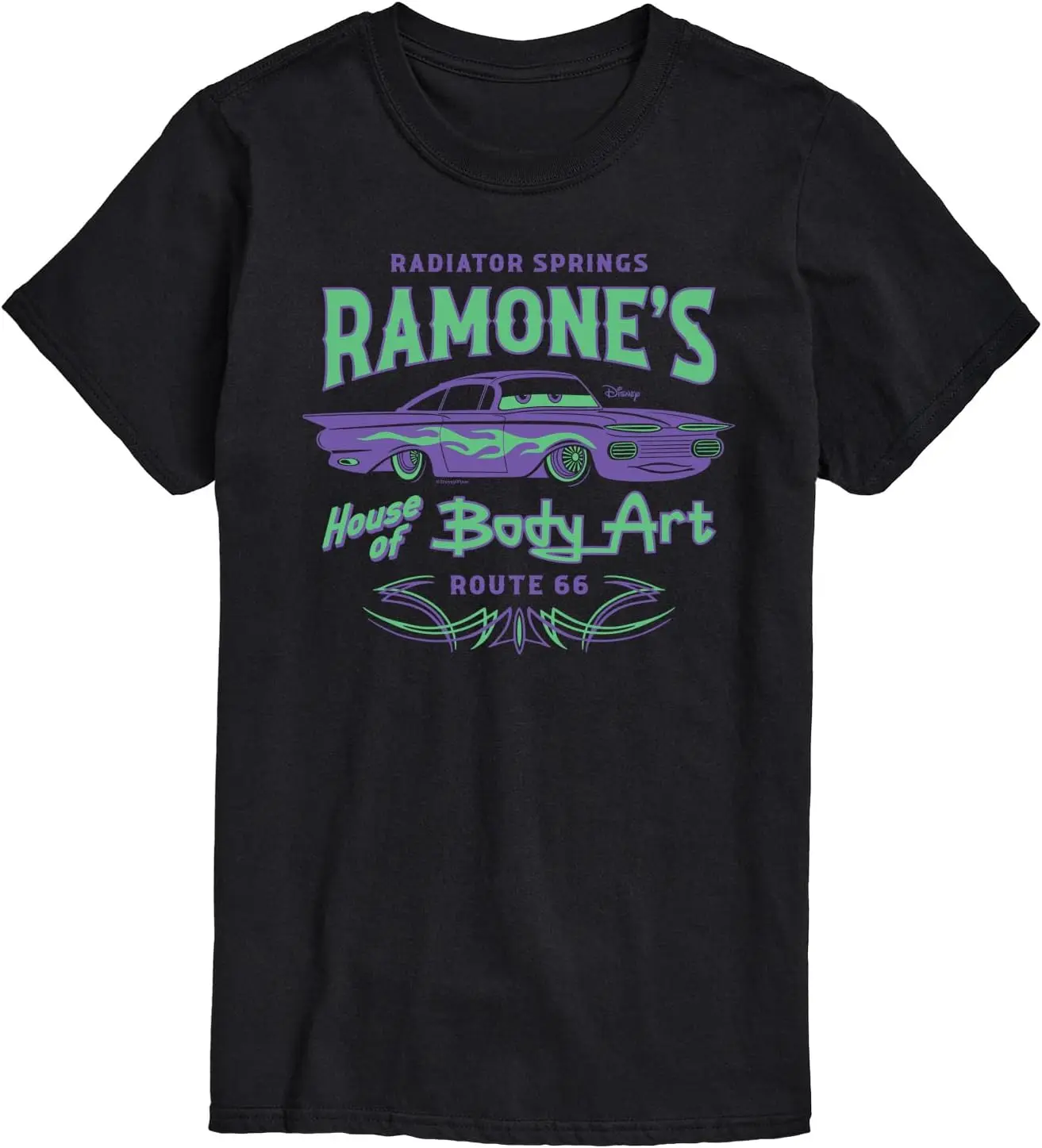 Cars Radiator Springs Ramone's House Of Body Art Rt 66 - Men's Short Sleeve Graphic T-Shirt 100% Cotton Trendy Y2K Short-Sleeve Tee – Soft, Quick-Drying,  Wrinkle Resistant Light Cotton Graphic Tshirt Soft Stretchy Casual Summer Short Sleeve
