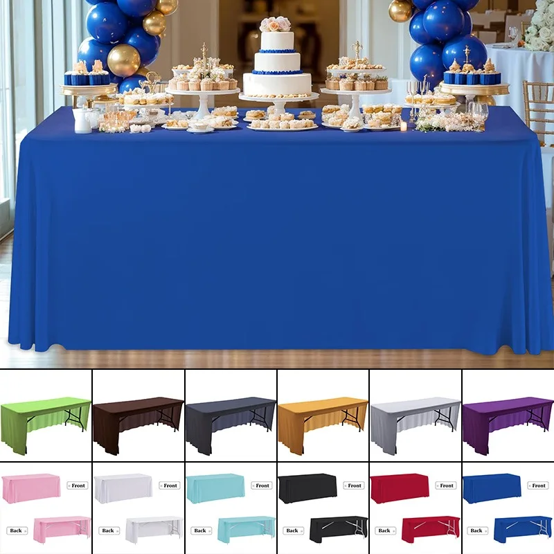 Solid Color Spandex Tablecloths 6ft Fitted Stretch Table Covers for Rectangular Tables Perfect Weddings Birthdays Banquets Decor