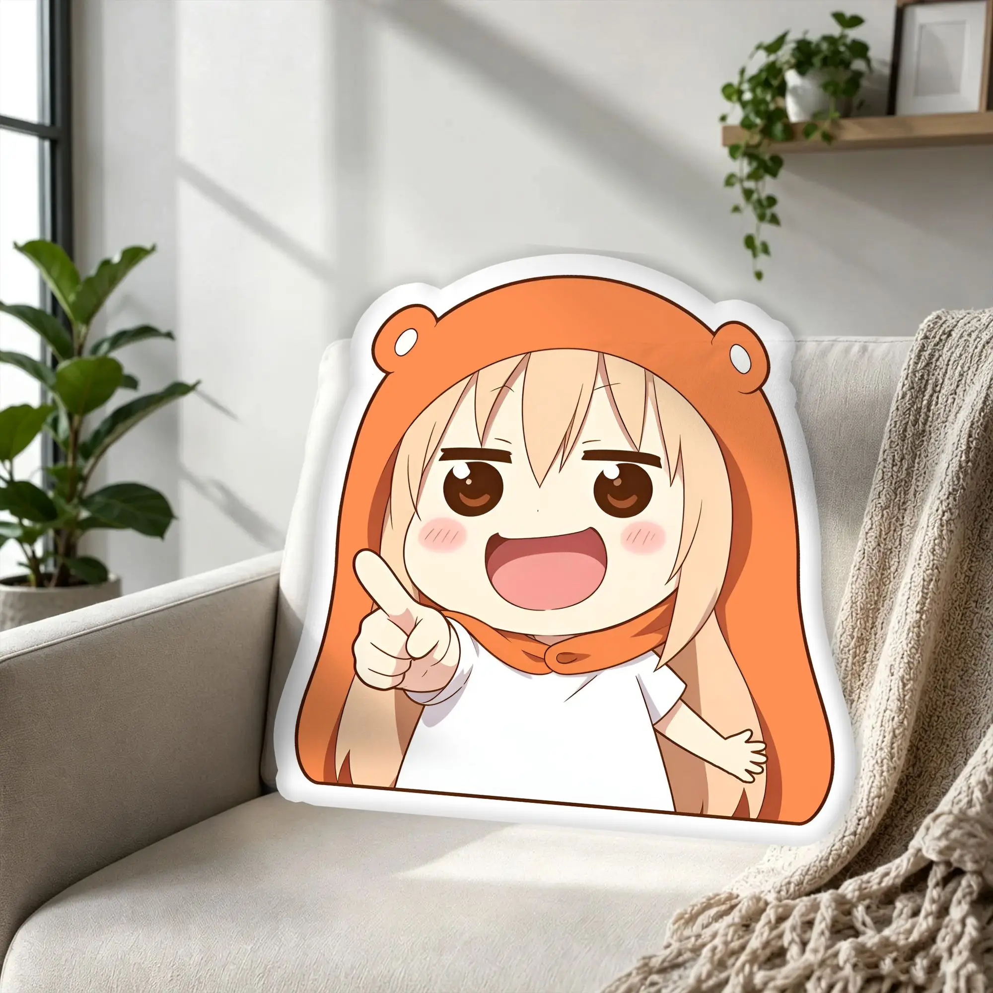 Custom Orange Hood Girl Pillow Cushion Double Sided Japan Stuffed Cushions for Bedroom Bed Sofa Personalized Plush Pillows