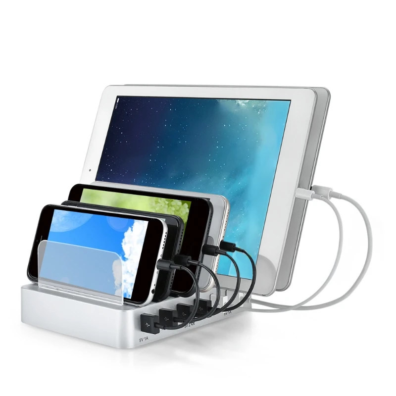 Metal USB Charging Station Fast Multi-USB Charging Station Black/Silver