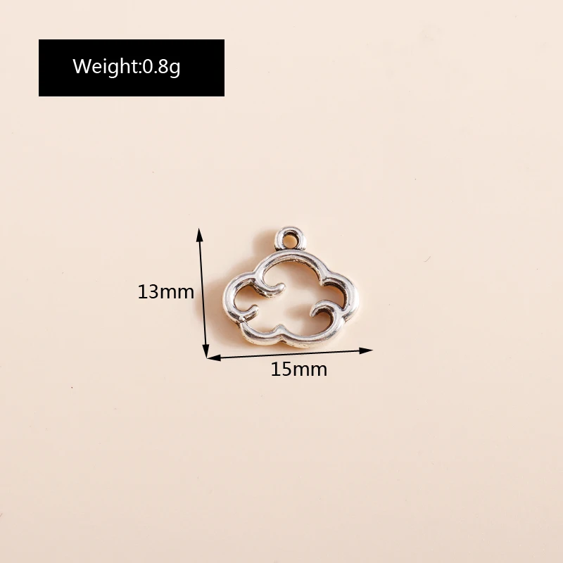 Leslie 30 Stück Charms 13x15mm Antik-Silberfarbene Schwebende Wolken-Anhänger für DIY Handgefertigte Schmuckherstellung Zubehör – Detail 3