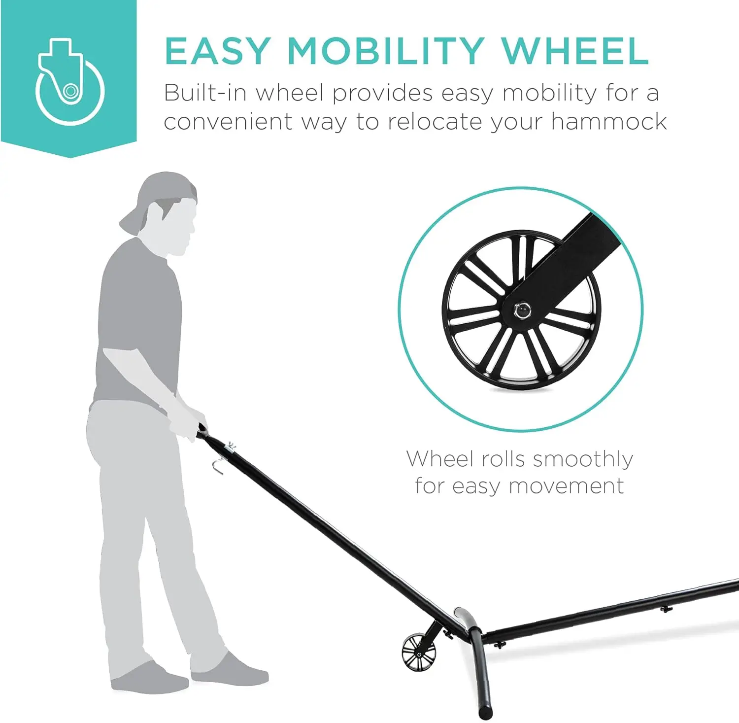 Portable Heavy-Duty 9ft Steel Hammock Stand w/Built-in Wheel, Carrying Case, Weather-Resistant Finish, 450lb Capacity