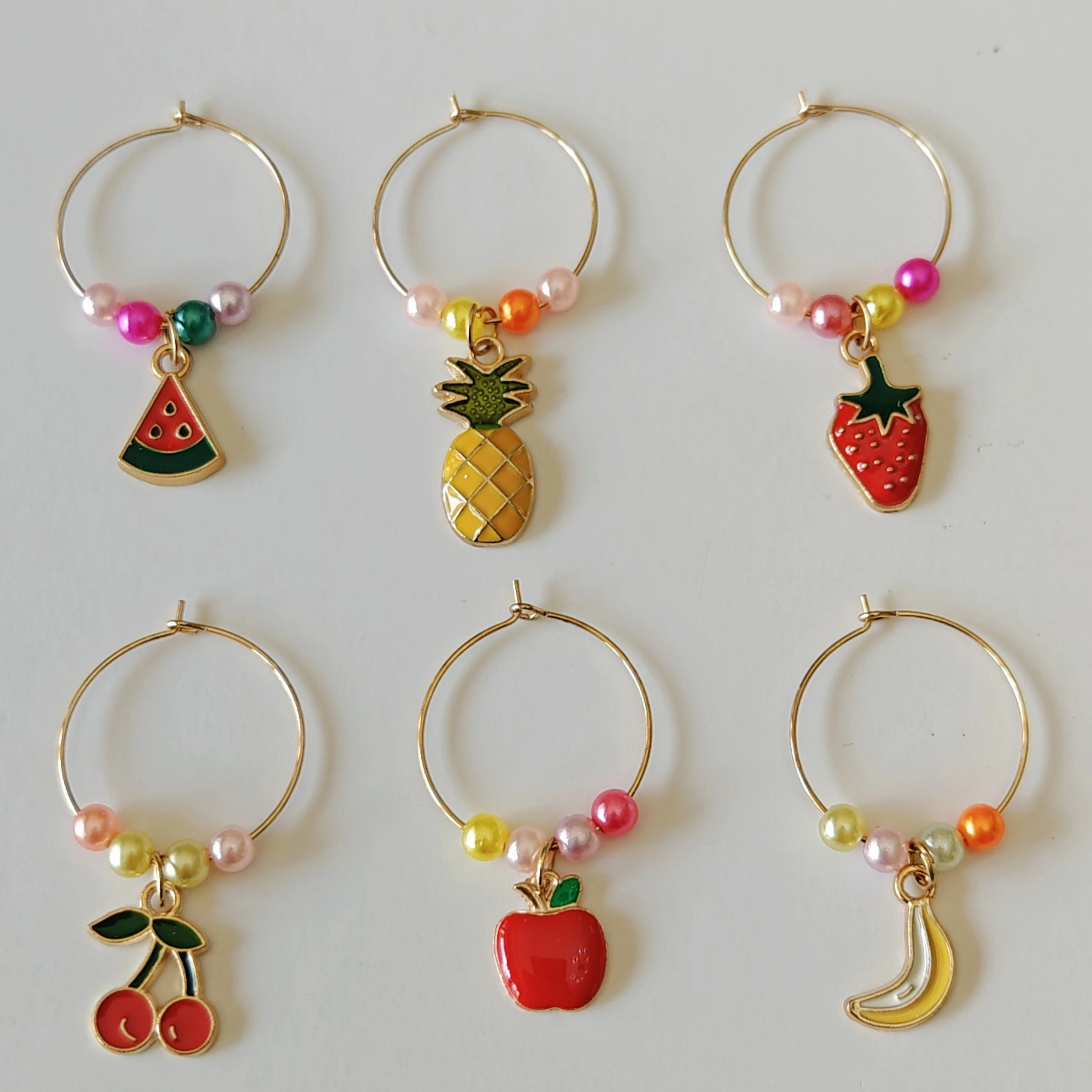 6 Pieces Fruits Shapes Wine Glass Charms Markers Rings Markers Christmas Party Bar Table Decorations Christmas Gifts
