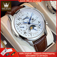 OLEVS 6667 Luxury Original Men Automatic Mechanical Watch Brand Classic Digital Dial Waterproof Moonphase Watch Sport Men Watch