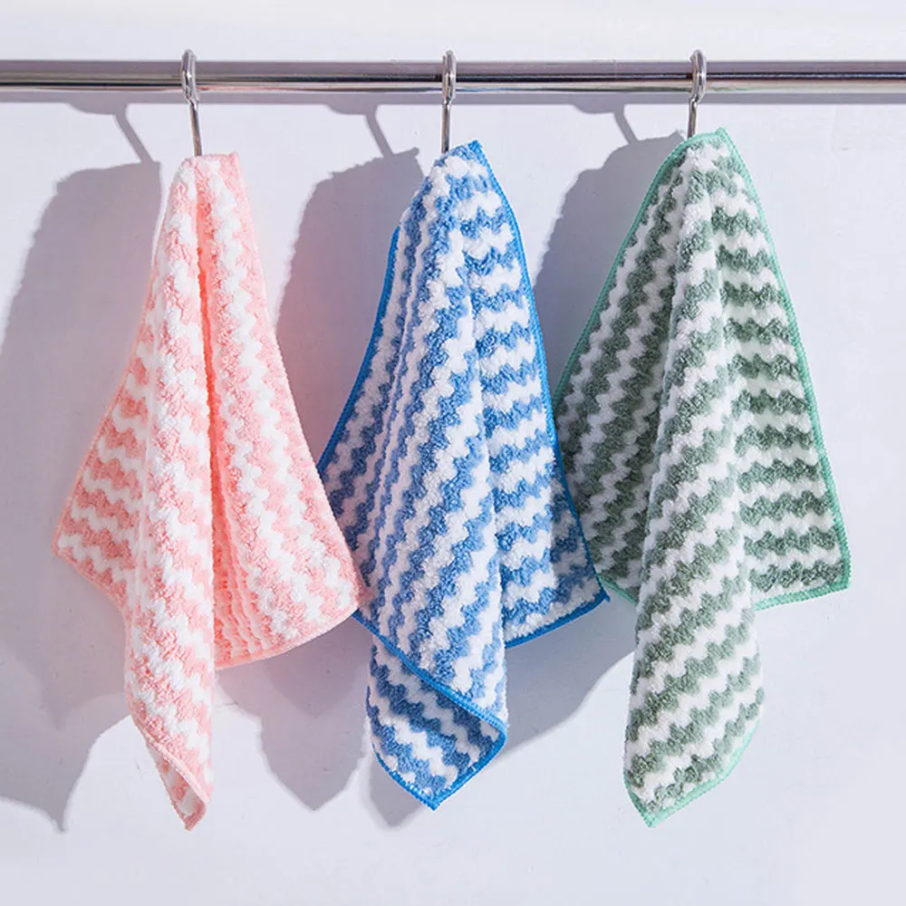 Oil Free Dishwashing Towel Kitchen Cleaning Rag,Cationic Coral Pile Absorbent Cloth Household Cleaning Tools Cleaning Cloths