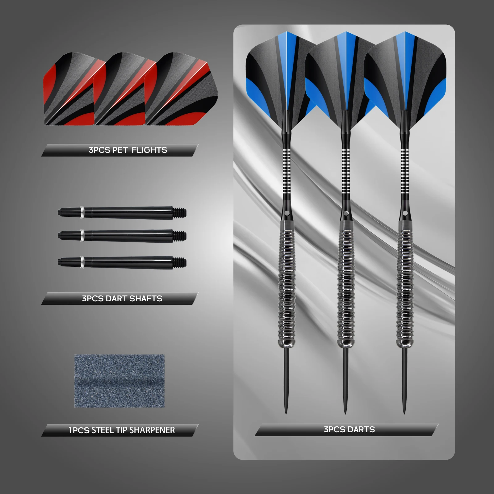 Huanqu Iron Dart Set, Equipped with Dart Wings, Dart Shafts, Dart Tip Sharpening Stone, and a Black Storage Box, with Textured Grip Areas on the Dart Shafts to Enhance Grip Stability, Suitable for Gaming Entertainment, Sports and Leisure Products, and Party Games Christmas Gifts, Easter Gifts, Valentine's Day Gifts