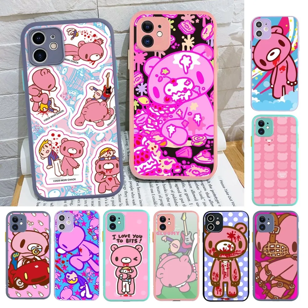 Cartoon G-gloomy Bear Phone Case for iPhone 14 11 12 13 Mini Pro Max 8 7 Plus X XR XS MAX Translucent Matte Cover