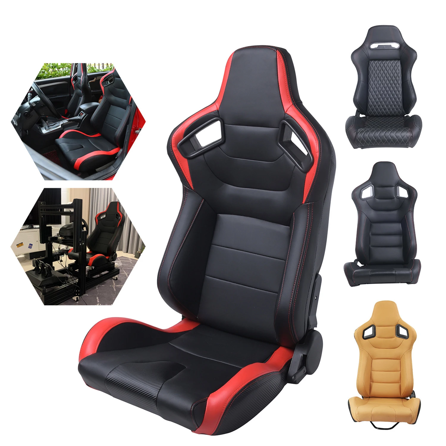 Car seat modification racing simulation sports car gaming seat PVC leather adjustable