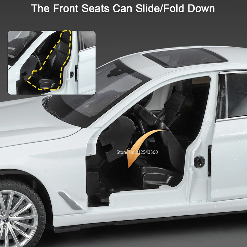 Modelo de coche teledirigido M4, escala 1:24, 530Li, puertas de juguete, sonido abierto, luz, extraíble, vehículos fundidos a presión de Metal, modelos de colección, Juguetes