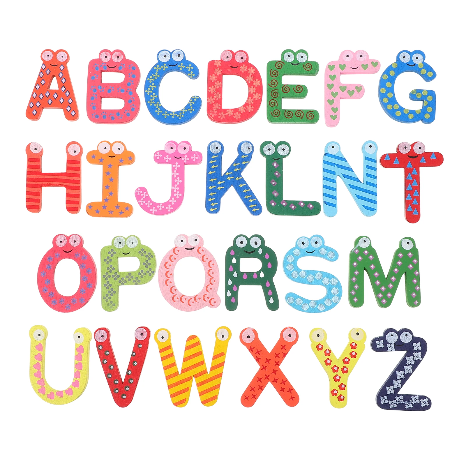 Lettres magnétiques de l'alphabet en bois, 26 pièces, aimants colorés de dessin animé A-Z pour réfrigérateur, tableau blanc, lettres décoratives d'apprentissage précoce