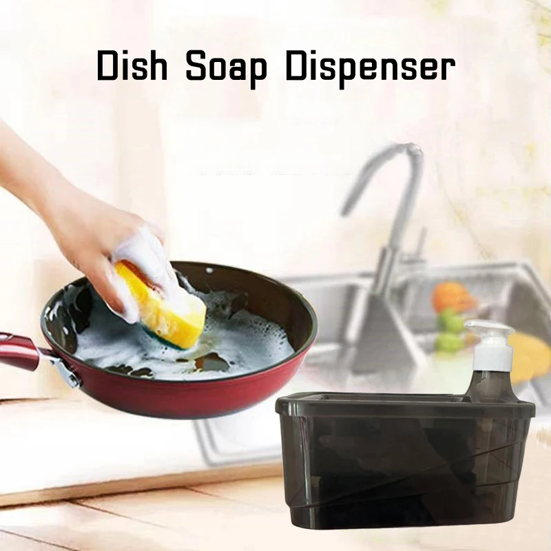 2-in-1 Liquid Soap Dispenser And Dishwashing Brush Hand Soap Dispenser with Automatic Scrubber Holder And Sponge