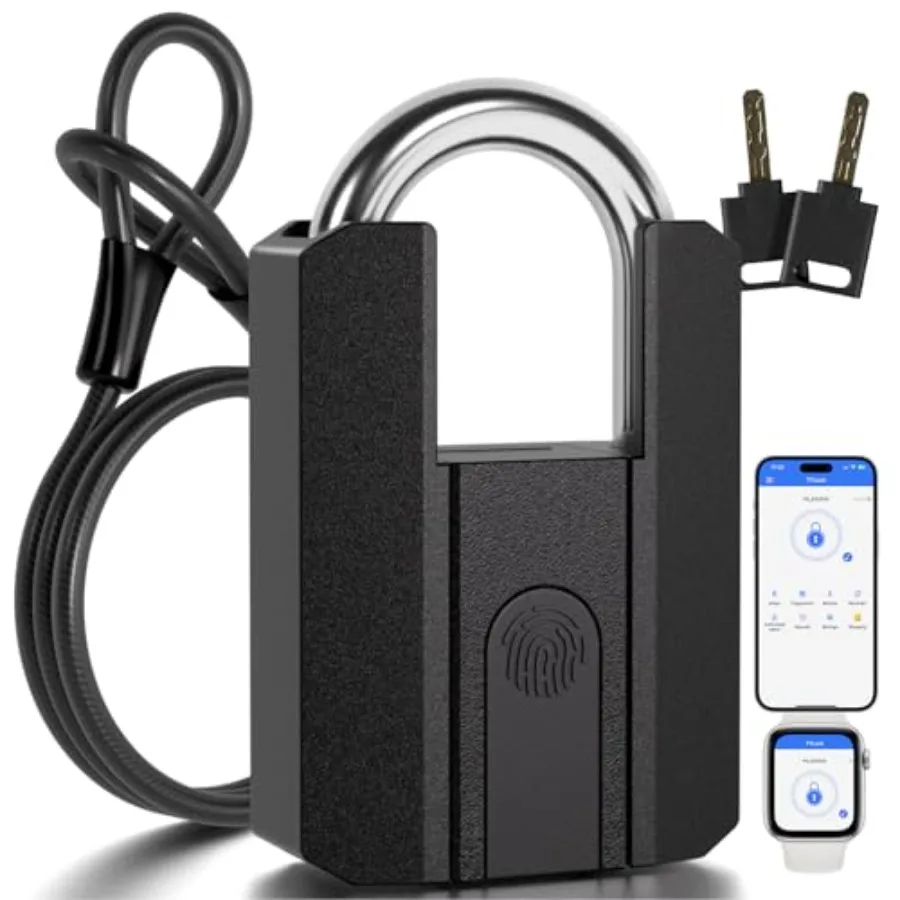 

Smart Fingerprint Bike U Lock Bluetooth Heavy Duty Anti-Theft with 120 cm Steel Cable, USB Rechargeable Bicycle Lock Security B