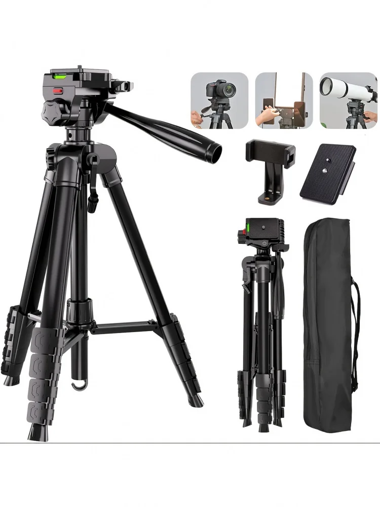 Profesjonalny statyw fotograficzny 73-calowy, wytrzymały, z uchwytem na telefon i torbą podróżną, do lustrzanek cyfrowych, lustrzanek SLR, kamer DV i projektorów. — 2