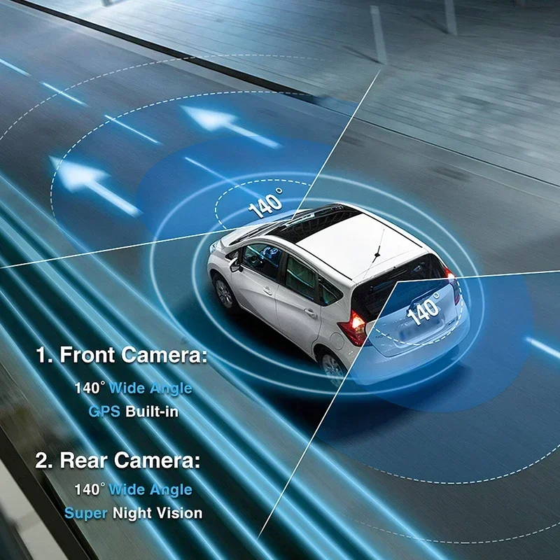 

Лучшая 4K видеокамера для автомобиля 2160P со встроенным GPS, Wi-Fi, 1440P HD ночным видением, углом обзора 140°, функцией записи в режиме парковки 24/7