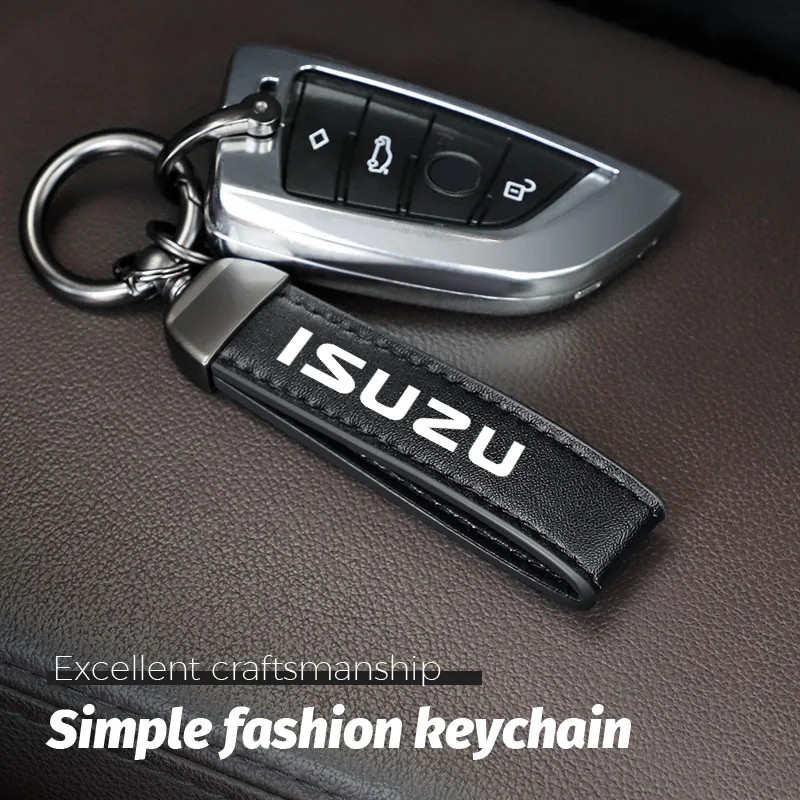 Leather Keyrings Carbon Fiber Car Keychain Accessories For Isuzu Dmax Mux Trooper ELF NQR 75 Forward Rodeo KB Bighorn Axiom