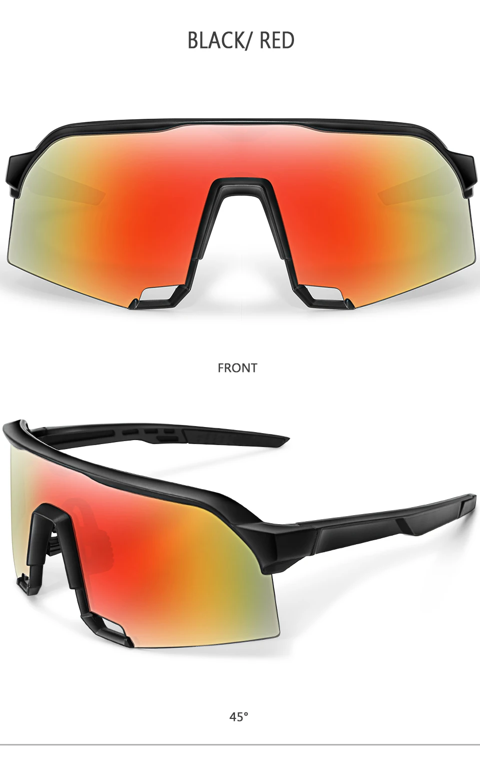Brand 100 Fahrrad-Sonnenbrille für Männer und Frauen, UV400-Schutz, 5 Farben, großer Rahmen, Sportbrille zum Laufen und Angeln – Detail 6