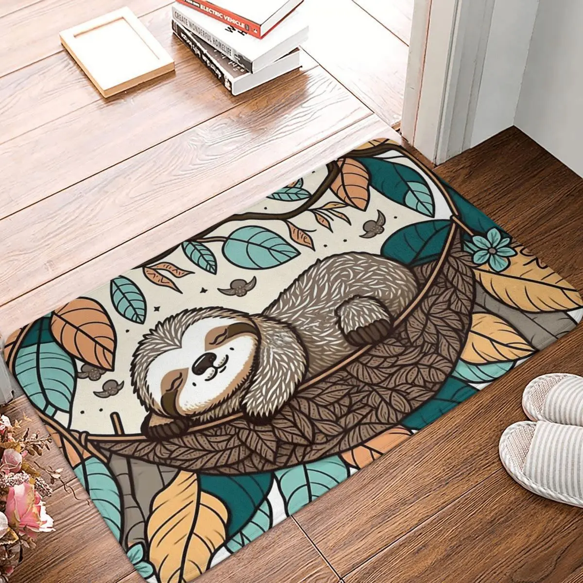 Forest Animal Non-slip Doormat Lazy Sloth In A Hammock Living Room Bedroom Mat Prayer Carpet Indoor Pattern Decor