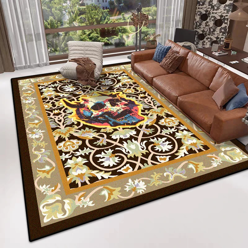 

Retro Style Living Room Rugs Bedroom Decoration Anti Slip Floor Mats Large Area Carpet Lounge Rug Short Velvet Carpet Washable