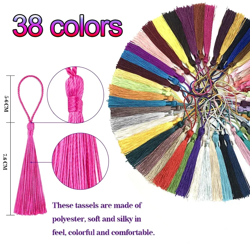 32PCS/Pack Hanging rope Silk Tassels Fringe Sewing Bang Tassel Trim Key Tassels For DIY Embellish Bookmarks Curtain Access 7.6cm