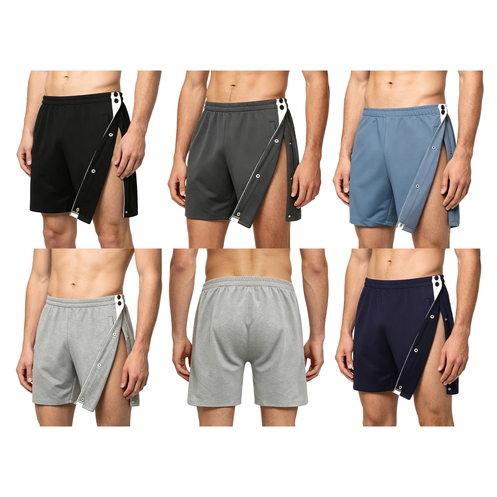 

Men Special Needs Adaptive Shorts Side Buttons Tear-away Easy-to-wear Casual Shorts Knee Leg Hip Post-Surgery Adaptive Clothing