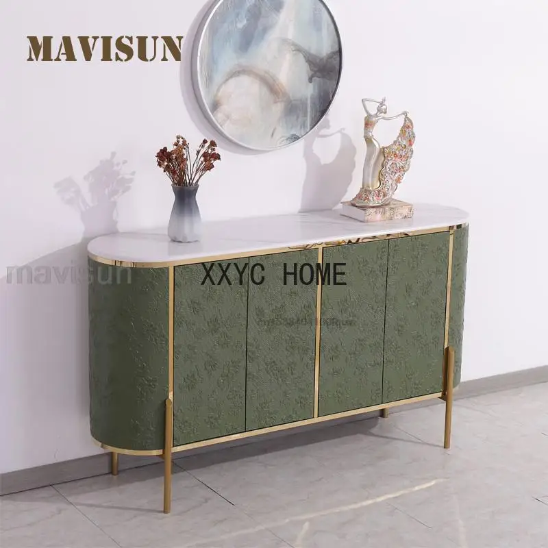 

Luxury Furniture Space Saver Large Storage Cabinet For Dining Room 6 Drawers Stainless Steel Feet Retro Modern Style Sideboard