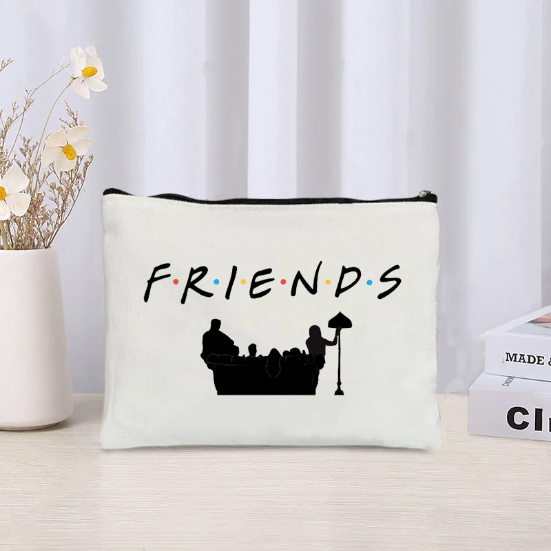 TV Show Friends Travel Cosmetic Organizer Kawaii Makeup Bag for Women Purse Eco-friendly Canvas Pencil Case Make up Pouch Bags