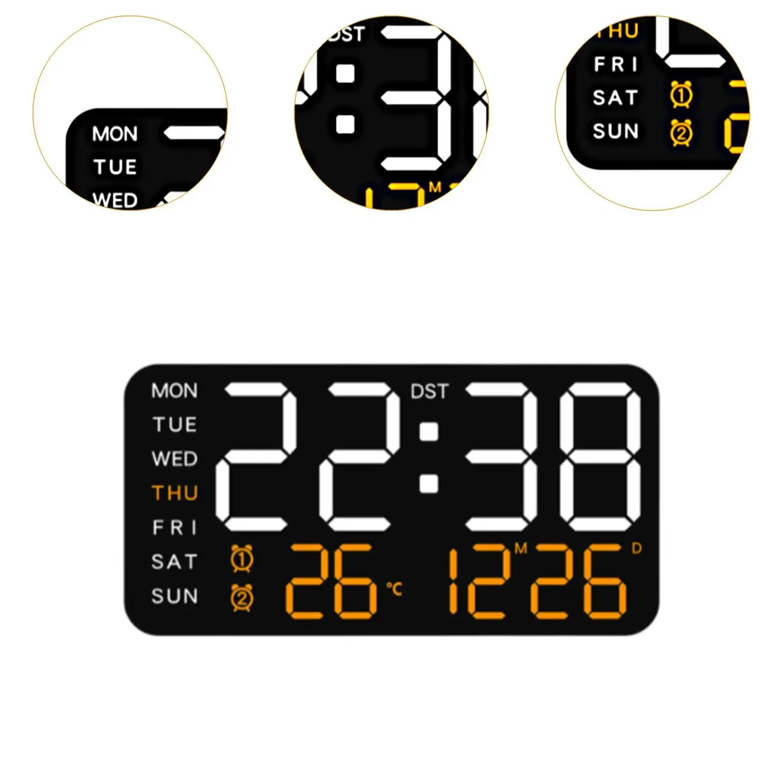 ساعة منبه رقمية LED ساعة مكتب رقمية شاشة عرض كبيرة اثنين منبه