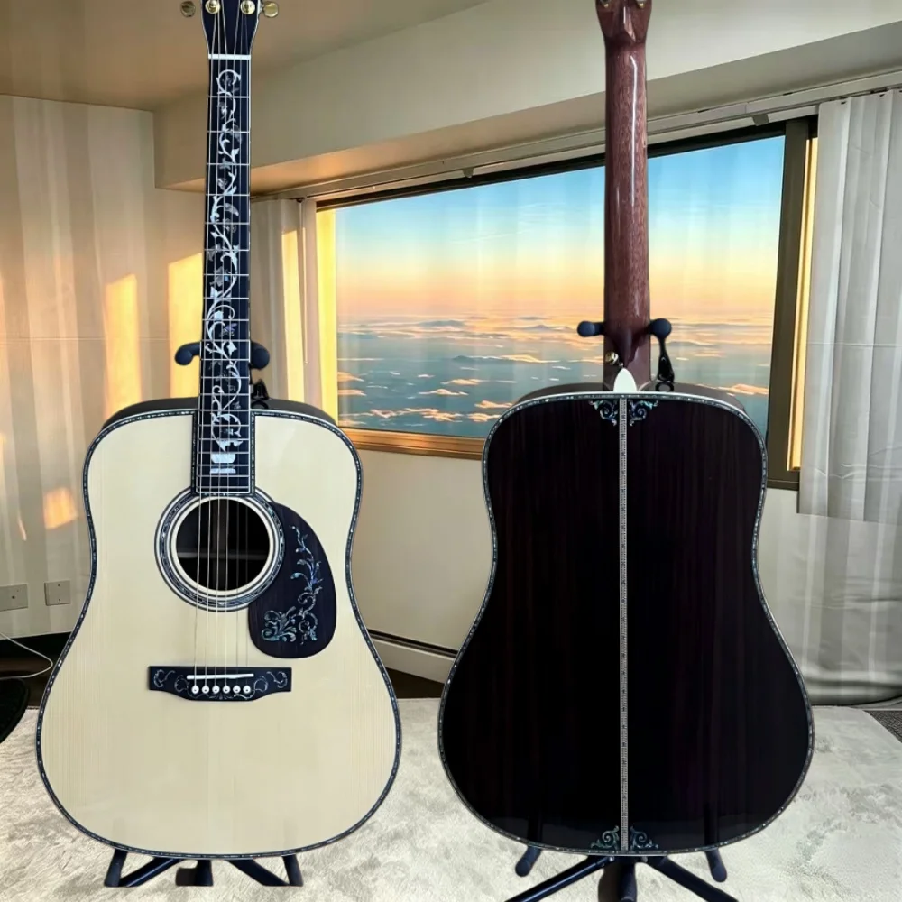 41 Inch D Acoustic Guitar 45 Wooden Vase Classic Solid Top Ebony Neck Folk Guitar Solo High Quality Included Gift New Hot 2026