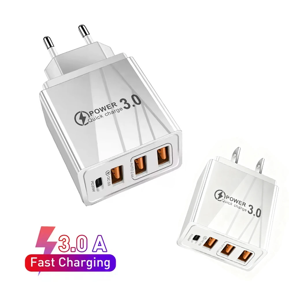 

Быстрая зарядка 3.0 со светодиодным дисплеем 3 USB-зарядное устройство 3A Быстрая зарядка для iPhone 11, адаптер зарядного устройства для мобильных телефонов Samsung S10